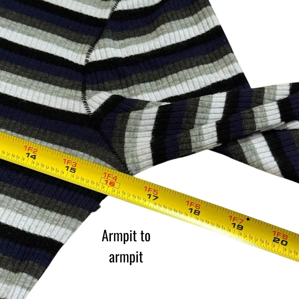 Intimately Free People Striped Ribbed Crew Top Preppy Goth Punk‎ Academia M